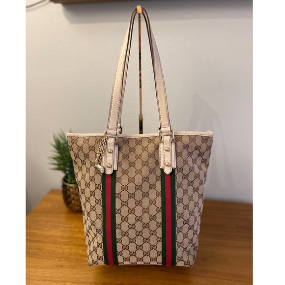 GUCCI Classic GG Tote Bag Cream Charm Leather GORGEOUS 💯 AUTHENTIC